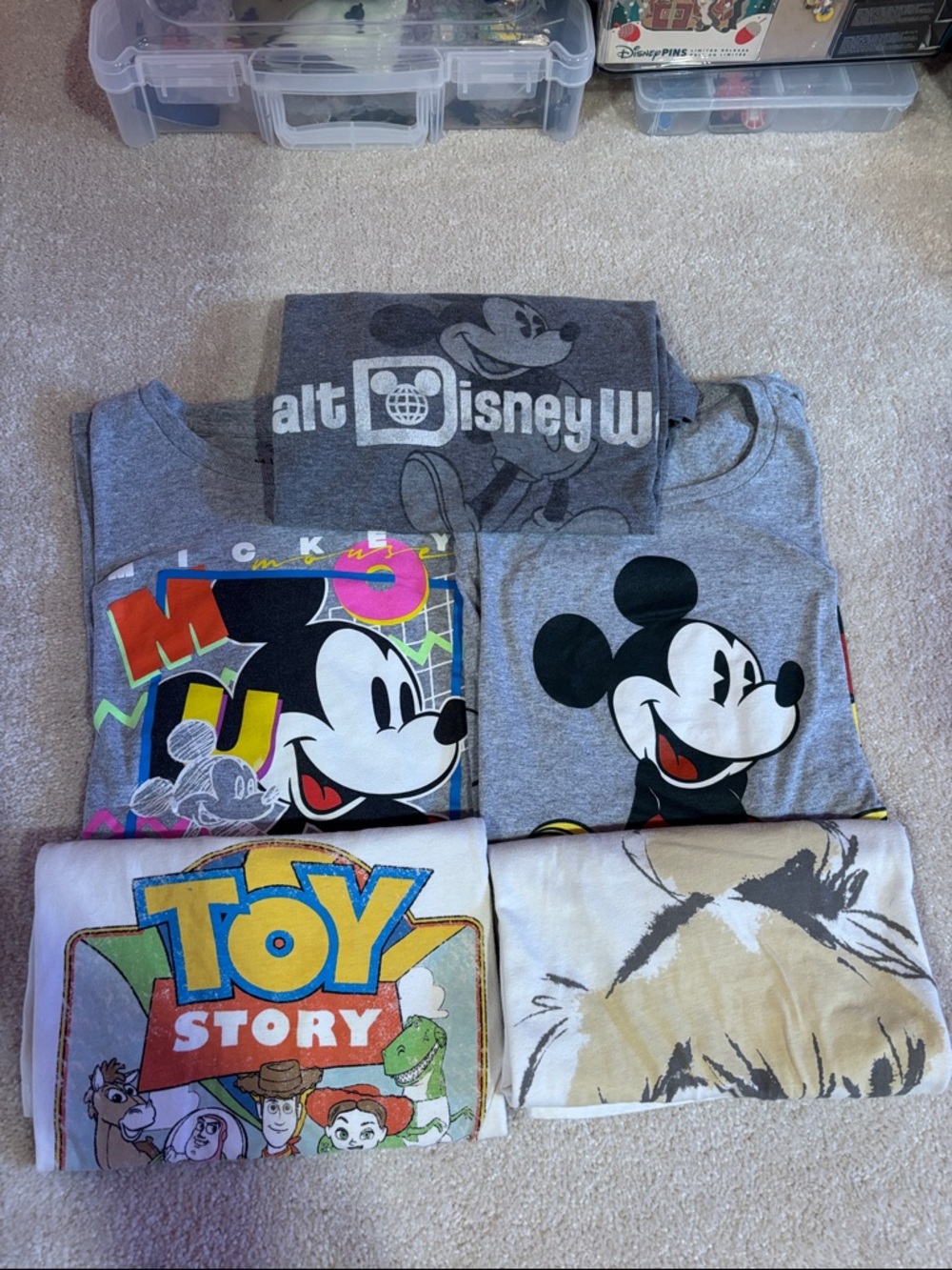 Disney Gray Mickey Mouse and Toy Story Graphic Short Sleeve Tee Lot